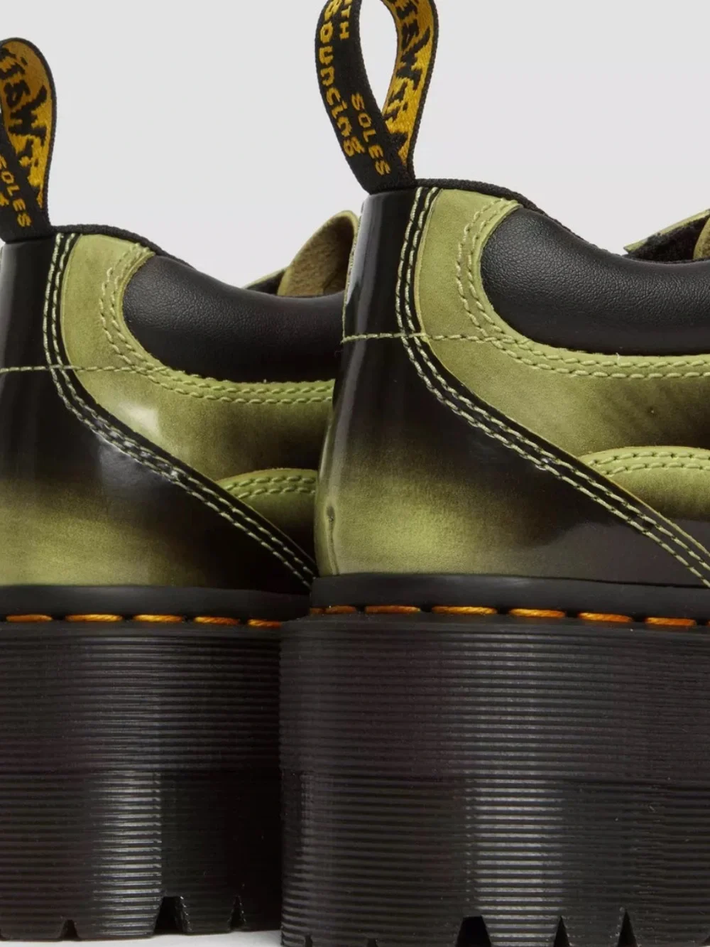 Dr Martens 5-eye max distressed leather platform shoes in lime green-arcadia